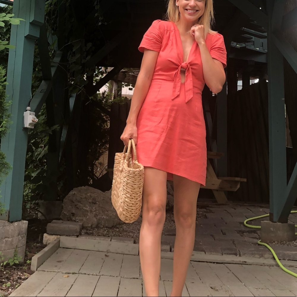 Tie-Front Linen Dress